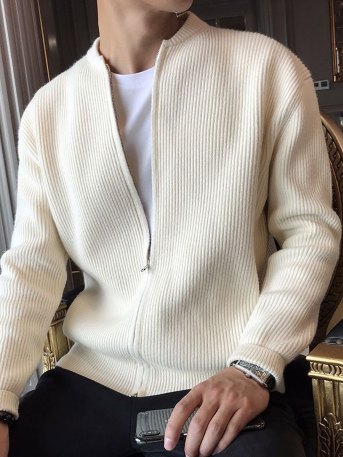 Men's Knitted Cardigan Sweater - Resin Vat review and price